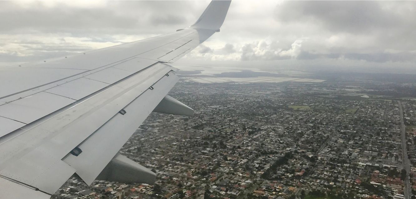 Landing at Adelaide Airport.