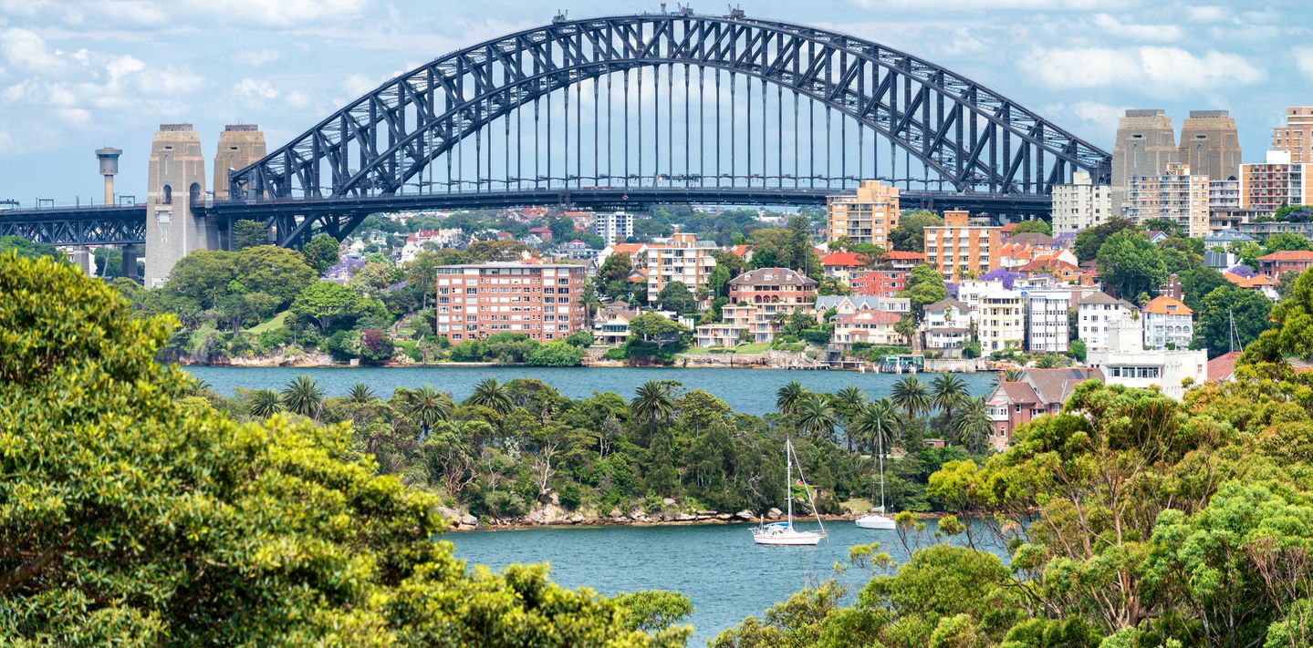 Looking across Sydney Harbour to the city CBD.