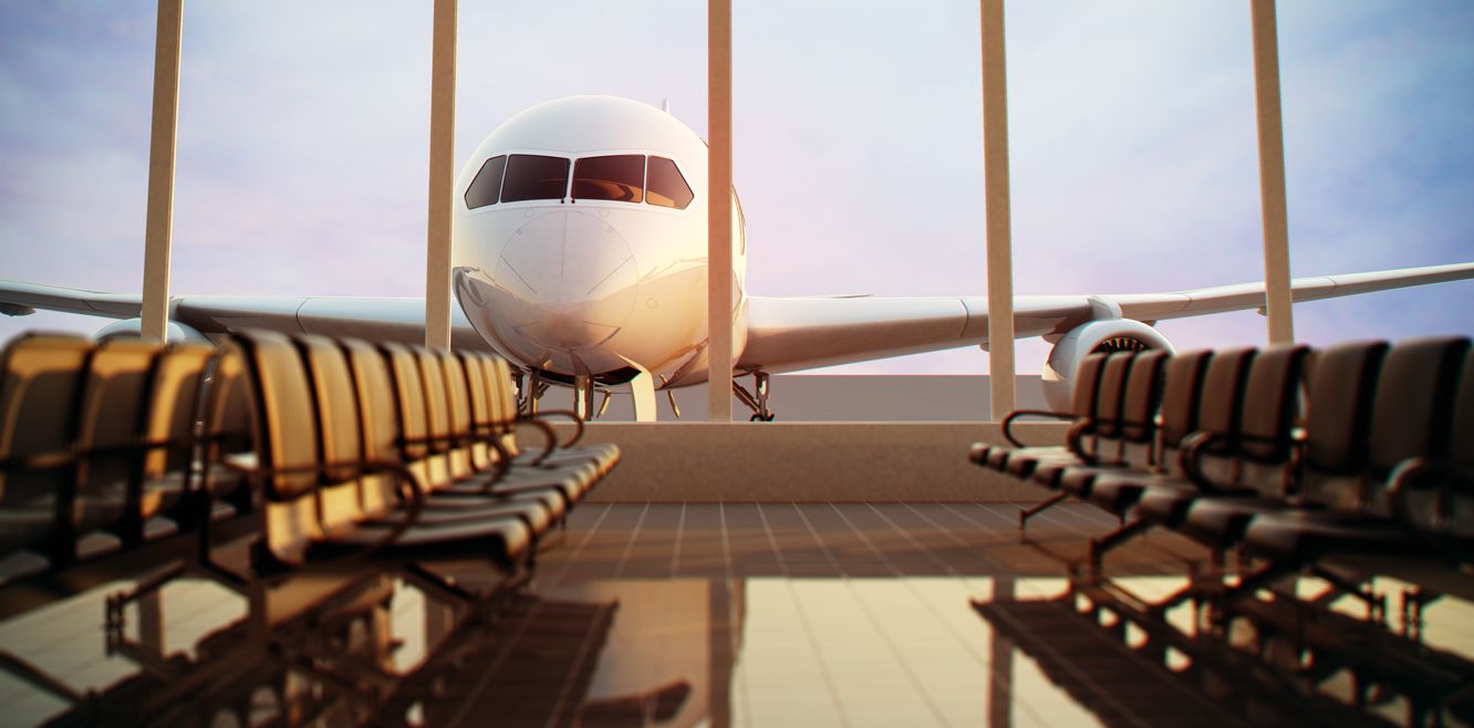 At an airport departure lounge