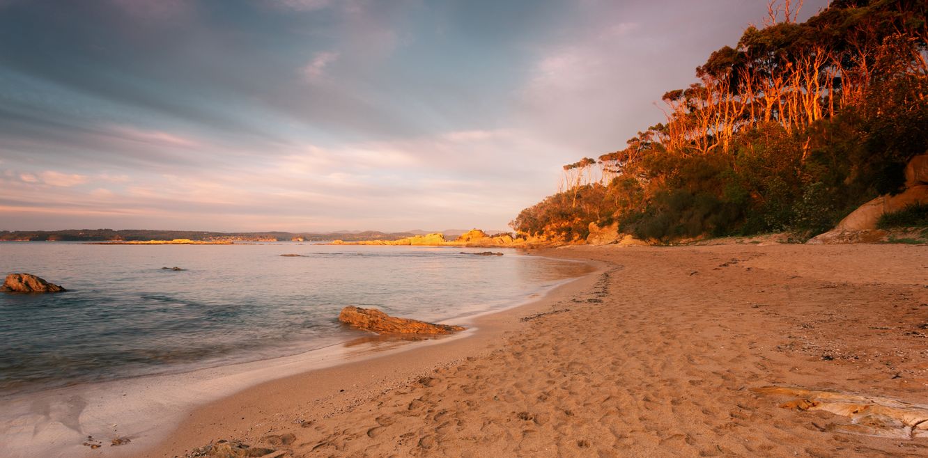Morning light on the beach in holiday coast of Batemans Bay.