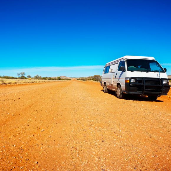 Exploring the Red Centre in a campervan.
