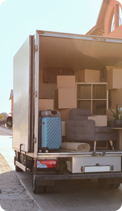 back of a moving truck with opened rear doors