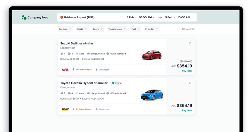 Mockup of the Vroom Group whitelabel solution.